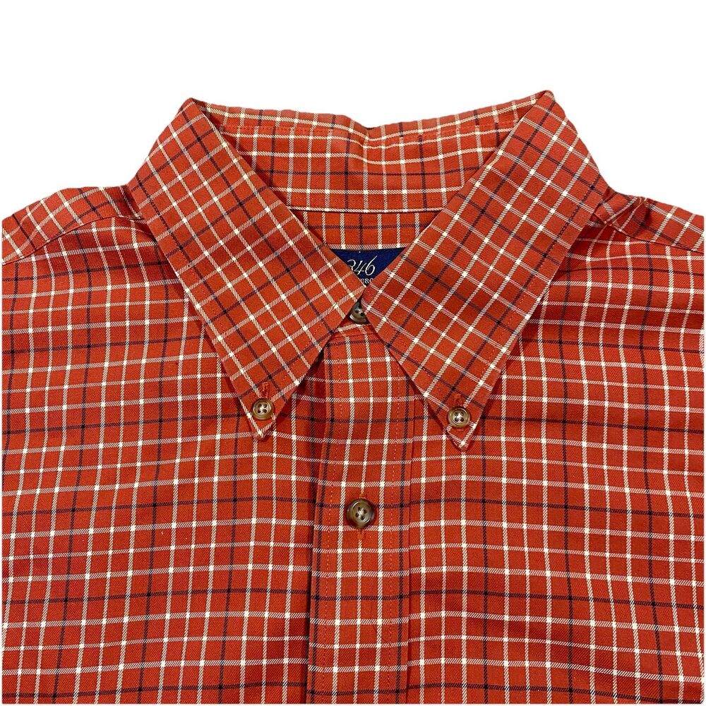Brooks Brothers 346 Non Iron Plaid Button Down Shirt L Red Check